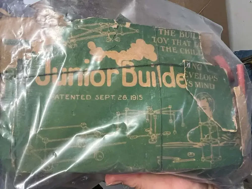 Vintage Rare Green Label Tinkertoy Junior Building Blocks for Beginners in Good